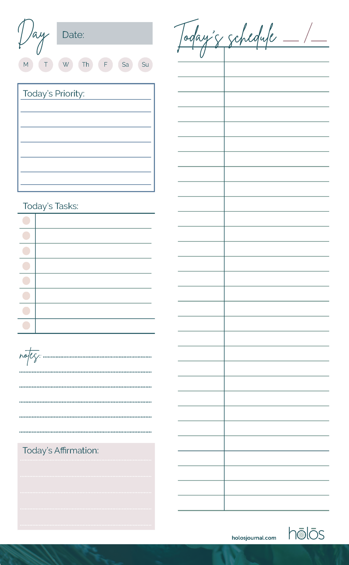 Daily Foldout: Overview & Check-in - Essential Insert